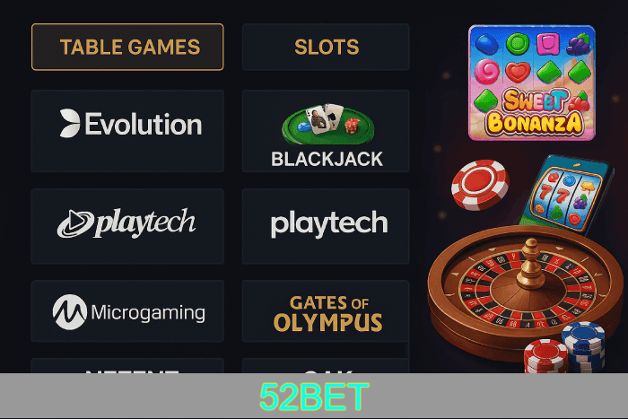 Slots populares Cassino 52BET bônus e diversão